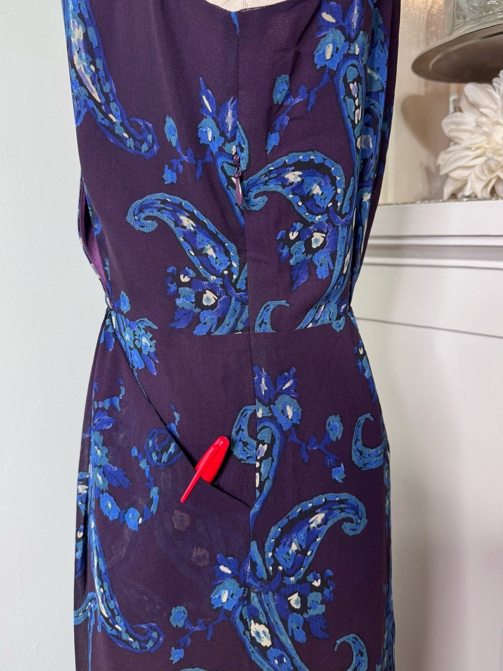 CAbi Treasure Dress Style 3461 Paisley Floral Chiffon Midi Dress Size 12 - Picture 9 of 12